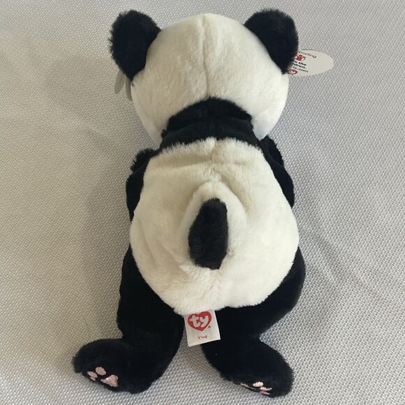 Ty Beanie Baby Ying Panda Glitter Green Eyes PEACE Ukraine Save the Children Tag - Picture 11 of 11